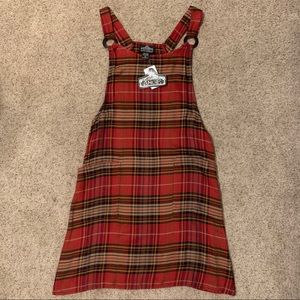 Double pocket plaid jumper dress NWT